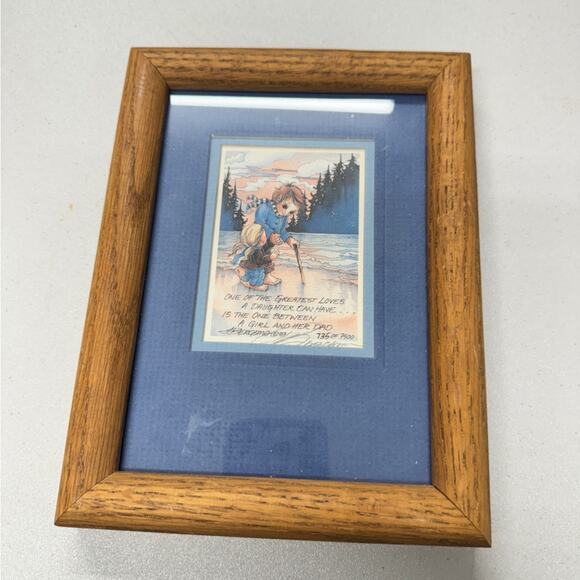 Jody Bergsma Signed Numbered Girl And Dad Print Wood Framed 6x8 Vintage 80s Art - Picture 1 of 8